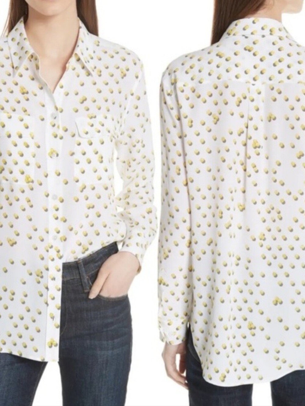 Equipment Femme Silk Tennis Ball Button Up Shirt